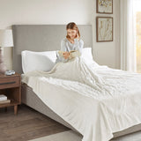 Beautyrest Heated Plush Blanket - Ivory