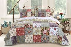 Blooming Prairie Patchwork Bedspread Set - Multi