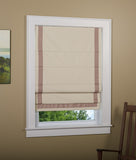 Cordless Taupe Blackout Roman Shade with Taupe Ribbon Border - Taupe