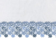 Lillian Faux Linen Tier Curtain with Macrame Trim - Blue