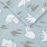 Polar Bears Flannel Sheet Set - Blue