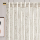 Sheer Leaf Embroidered Panels - White / White