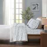 Snowflakes Flannel Sheet Set - Tan / Blue