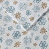 Snowflakes Flannel Sheet Set - Tan / Blue