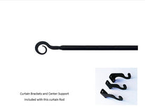 Wrought Iron Curtain Rod With Curl Finial - Black