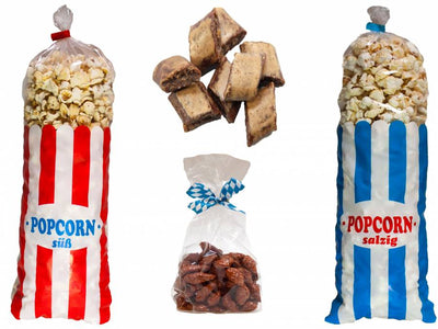 Volksfest-Paket ,Popcorn 600 Gramm, gebrannte Mandeln 1 kg, Magenbrot 800 Gramm - Online Kaufhaus München