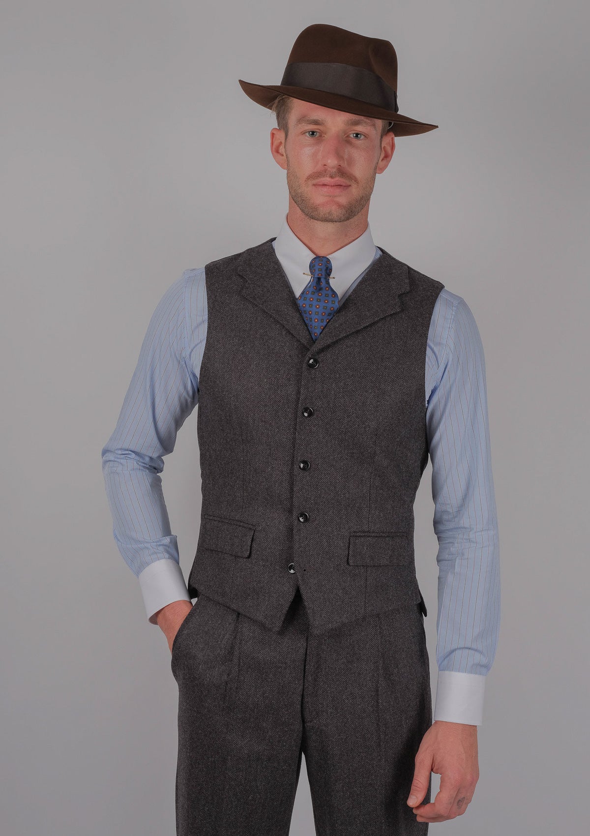 Adler Waistcoat - Grey Herringbone – Thomas Farthing London