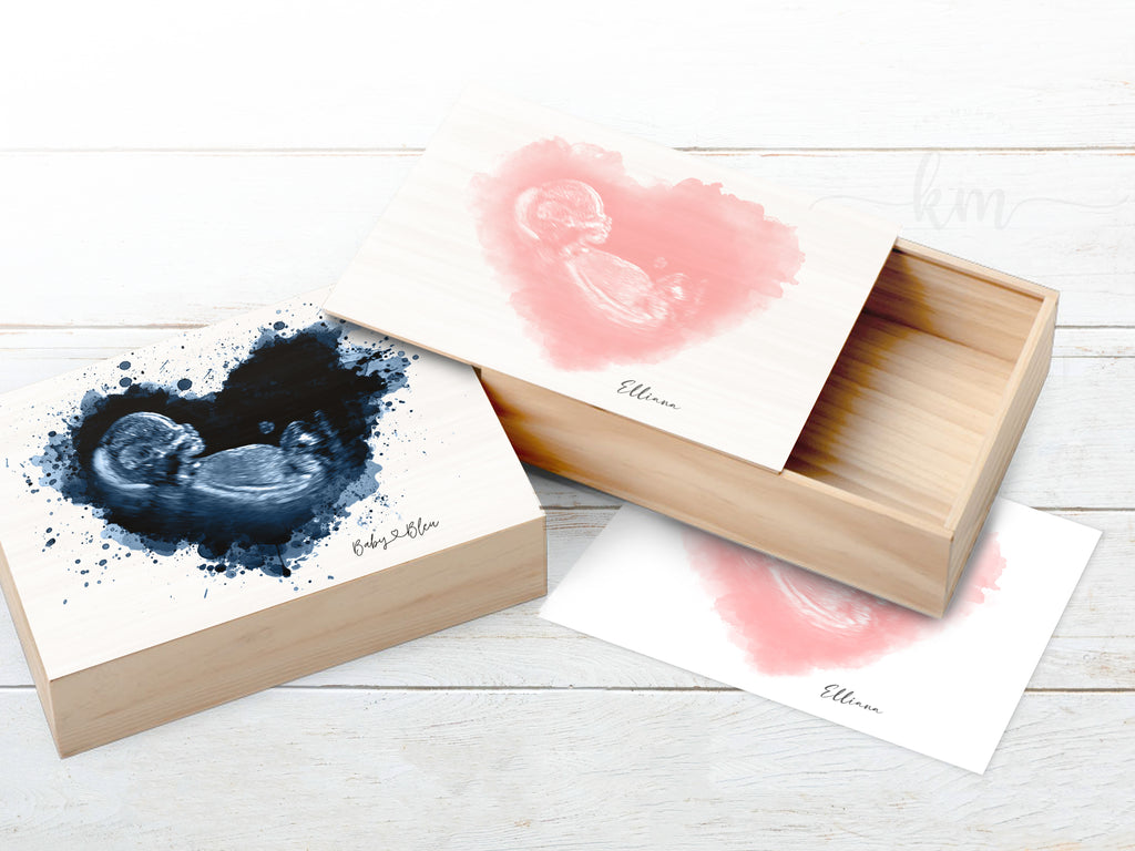 The perfect Baby Shower Gift, Baby Keepsake Boxes. Perfect for New Moms, Infant Loss, Ultrasound Art, Embryo, Newborn Footprints