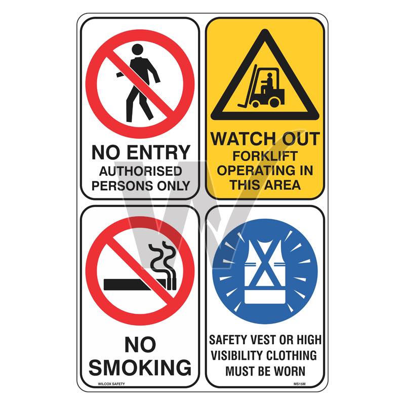 Combination 4 In 1 Sign — Wilcox Safety And Signs 