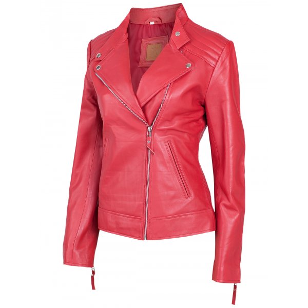 Ladies Moto Biker Leather Jacket