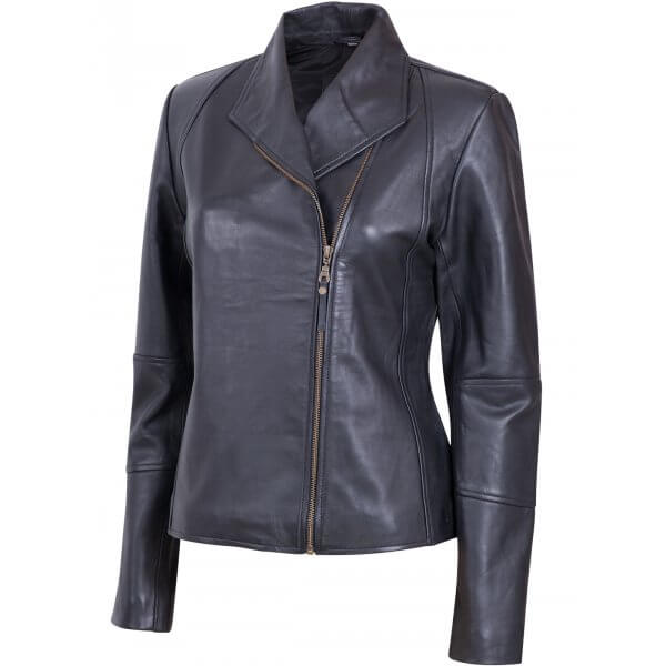 Ladies Black Sheep Leather Biker Jacket