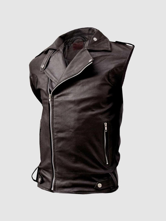 Mens Black Belted Leather Jacket, Men Black Leather | RebelsMarket