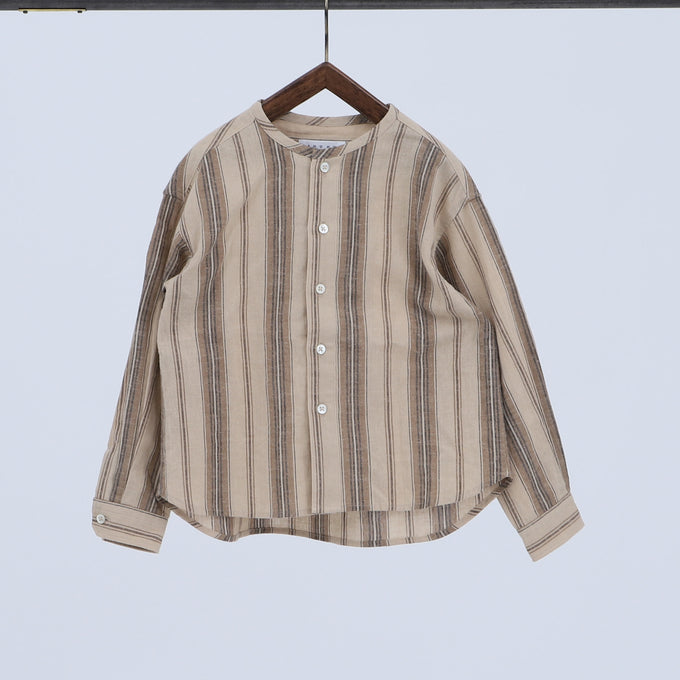 EAST END HIGHLANDERS　Stripe Collarless Shirt