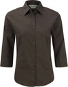 Camisa justa de senhora com manga a 3/4-Chocolate-XS-RAG-Tailors-Fardas-e-Uniformes-Vestuario-Pro