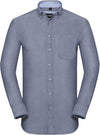 Camisa oxford pré-lavada de manga comprida-Oxford Azul Marinho / Oxford Azul-S-RAG-Tailors-Fardas-e-Uniformes-Vestuario-Pro