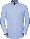 Camisa oxford pré-lavada de manga comprida-Oxford Azul / Oxford Azul Marinho-S-RAG-Tailors-Fardas-e-Uniformes-Vestuario-Pro