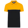 Polo bicolor de manga curta eco-responsável unissexo-Black / Yellow-XS-RAG-Tailors-Fardas-e-Uniformes-Vestuario-Pro