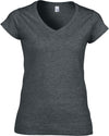SOFT STYLE LADIE'S V-NECK T-SHIRT T-shirt de senhora com decote em V-Dark Heather-S-RAG-Tailors-Fardas-e-Uniformes-Vestuario-Pro