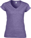 SOFT STYLE LADIE'S V-NECK T-SHIRT T-shirt de senhora com decote em V-Heather Roxo-S-RAG-Tailors-Fardas-e-Uniformes-Vestuario-Pro