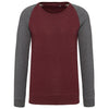 Sweatshirt BIO bicolor de homem com decote redondo e mangas raglan-Wine Heather / Grey Heather-S-RAG-Tailors-Fardas-e-Uniformes-Vestuario-Pro