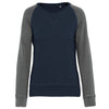 Sweatshirt BIO bicolor de senhora com decote redondo e mangas raglan-French Navy Heather / Grey Heather-XS-RAG-Tailors-Fardas-e-Uniformes-Vestuario-Pro