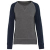 Sweatshirt BIO bicolor de senhora com decote redondo e mangas raglan-Grey Heather / Navy-XS-RAG-Tailors-Fardas-e-Uniformes-Vestuario-Pro