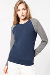 Sweatshirt BIO bicolor de senhora com decote redondo e mangas raglan-RAG-Tailors-Fardas-e-Uniformes-Vestuario-Pro