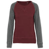 Sweatshirt BIO bicolor de senhora com decote redondo e mangas raglan-Wine Heather / Grey Heather-XS-RAG-Tailors-Fardas-e-Uniformes-Vestuario-Pro