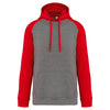 Sweatshirt com capuz bicolor de adulto-Grey Heather / Sporty Red-XS-RAG-Tailors-Fardas-e-Uniformes-Vestuario-Pro