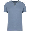 T-shirt Henley de homem - 140 g-Cool blue heather-S-RAG-Tailors-Fardas-e-Uniformes-Vestuario-Pro