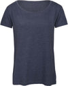 T-shirt Triblend de senhora com decote redondo-Heather Azul Marinho-XS-RAG-Tailors-Fardas-e-Uniformes-Vestuario-Pro