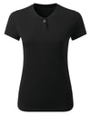 T-shirt com decote com botões eco-responsável de senhora "Comis"-Black-XS-RAG-Tailors-Fardas-e-Uniformes-Vestuario-Pro