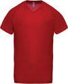 T-shirt de desporto de homem com decote em V de manga curta-Vermelho-XS-RAG-Tailors-Fardas-e-Uniformes-Vestuario-Pro