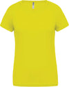 T-shirt de desporto de senhora com decote em V de manga curta-Fluorescent Amarelo-XS-RAG-Tailors-Fardas-e-Uniformes-Vestuario-Pro