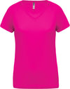T-shirt de desporto de senhora com decote em V de manga curta-Fuchsia-XS-RAG-Tailors-Fardas-e-Uniformes-Vestuario-Pro