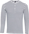 T-shirt de homem com mangas dobráveis "Long John"-Branco / Azul Marinho-XS-RAG-Tailors-Fardas-e-Uniformes-Vestuario-Pro