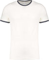 T-shirt de homem em malha piqué com decote redondo-Off Branco / Azul Marinho-S-RAG-Tailors-Fardas-e-Uniformes-Vestuario-Pro