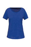 T-shirt de senhora Bio com decote sem costuras de manga curta-Ocean Blue Heather-XS-RAG-Tailors-Fardas-e-Uniformes-Vestuario-Pro