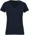 T-shirt de senhora em algodão biológico com decote V-Azul Marinho-XS-RAG-Tailors-Fardas-e-Uniformes-Vestuario-Pro