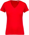 T-shirt de senhora em algodão biológico com decote V-Vermelho-XS-RAG-Tailors-Fardas-e-Uniformes-Vestuario-Pro