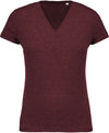 T-shirt de senhora em algodão biológico com decote V-Wine Heather-XS-RAG-Tailors-Fardas-e-Uniformes-Vestuario-Pro