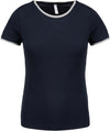 T-shirt de senhora em malha piqué com decote redondo-Azul Marinho / Off Branco-XS-RAG-Tailors-Fardas-e-Uniformes-Vestuario-Pro
