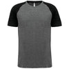 T-shirt triblend bicolor de desporto de adulto-Grey Heather / Black Heather-XS-RAG-Tailors-Fardas-e-Uniformes-Vestuario-Pro