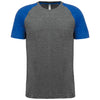 T-shirt triblend bicolor de desporto de adulto-Grey Heather / Sporty Royal Blue Heather-XS-RAG-Tailors-Fardas-e-Uniformes-Vestuario-Pro