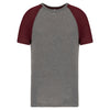 T-shirt triblend bicolor de desporto de adulto-Grey Heather / Wine Heather-XS-RAG-Tailors-Fardas-e-Uniformes-Vestuario-Pro