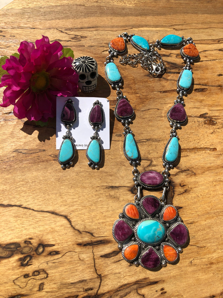 Multi-Stone Necklace And Earring Set