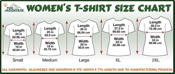 Womens T-Shirt Size Chart