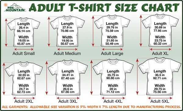 Shop The Mountain Shirt Size Chart — FairyGlen Store