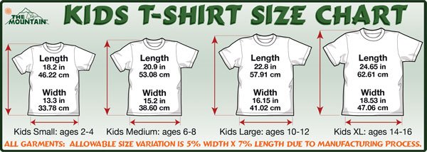 Kids T-Shirt Size Chart