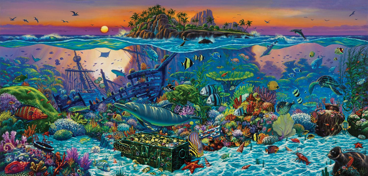 Coral Reef Island Puzzle 1000pcs by Wil Cormier Underwater puzzles